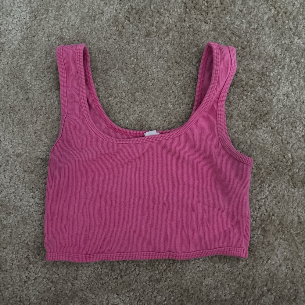 Garage Pink Ribbed Tank Top
